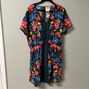 Farm Rio Floral Swim Coverup Mini Dress M